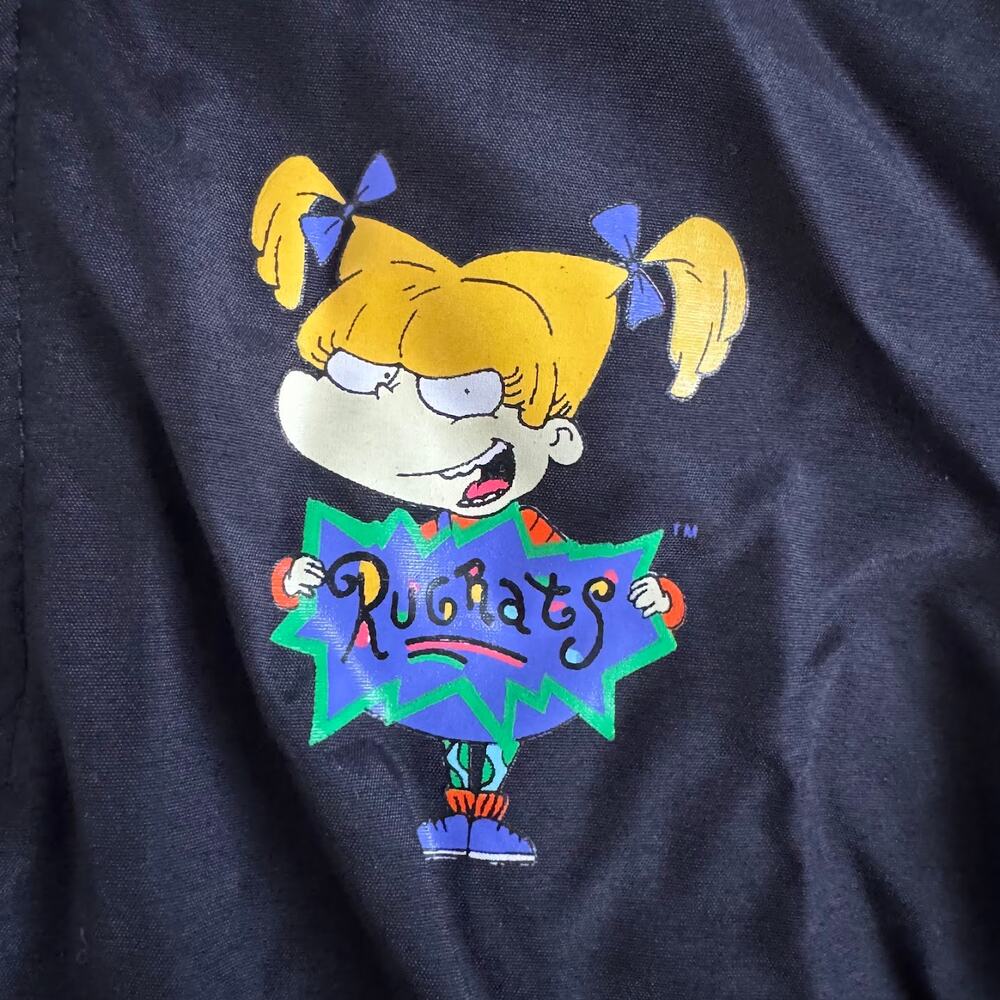 Vintage Nickelodeon Rugrats Black Windbreaker Jacket Kids 6 Tommy Chuckie 90s - Picture 3 of 5